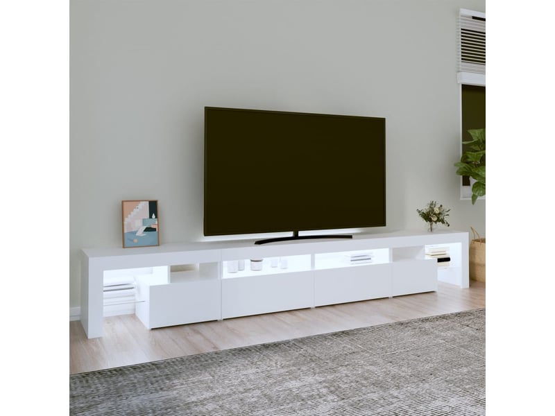  Meuble tv - banc tv - meuble de rangement avec lumières led blanc 260x36,5x40 cm  - Conforama C
