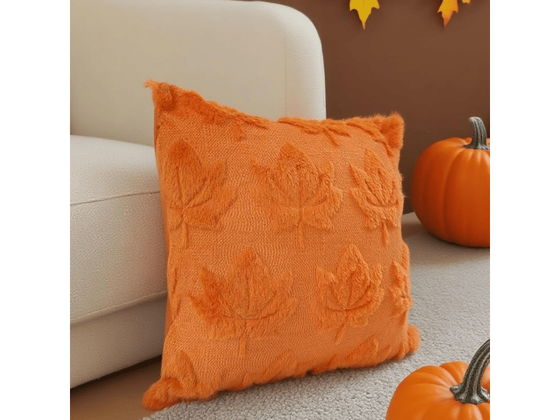  Housse de coussin déco automne 45 x 45 cm, 2pièces housses de coussin décoratives en forme de feuille d'érable, taies d'oreiller décoration d'automne, orange  - Conforama C