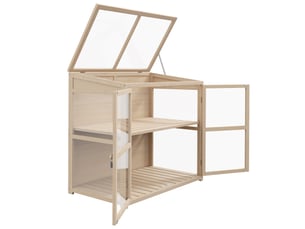 Jardinière surélevée sous châssis, résistante aux intempéries, 2 niveaux, en bois d'épicéa, 103 x 61 x 103 cm, naturelle
