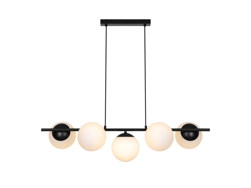  Suspension style moderne glamour, lilly 5-spot en métal et verre opale noir, ip20, nordlux 2612623003 - Conforama D