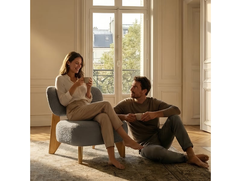  Fauteuil como gris clair - laine bouclée 3CA58.AS.1D.09 - Conforama B