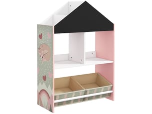Meuble de rangement pour jouets d'enfants avec étagères et tiroirs amovibles, rose