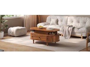 Table basse ovale coloris bois foncé <strong>MEULVA</strong> <strong></strong> - 50 cmx105 cm