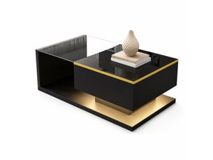 Table basse rectangulaire coloris noir MEUBLIV - 50 cmx90 cm
