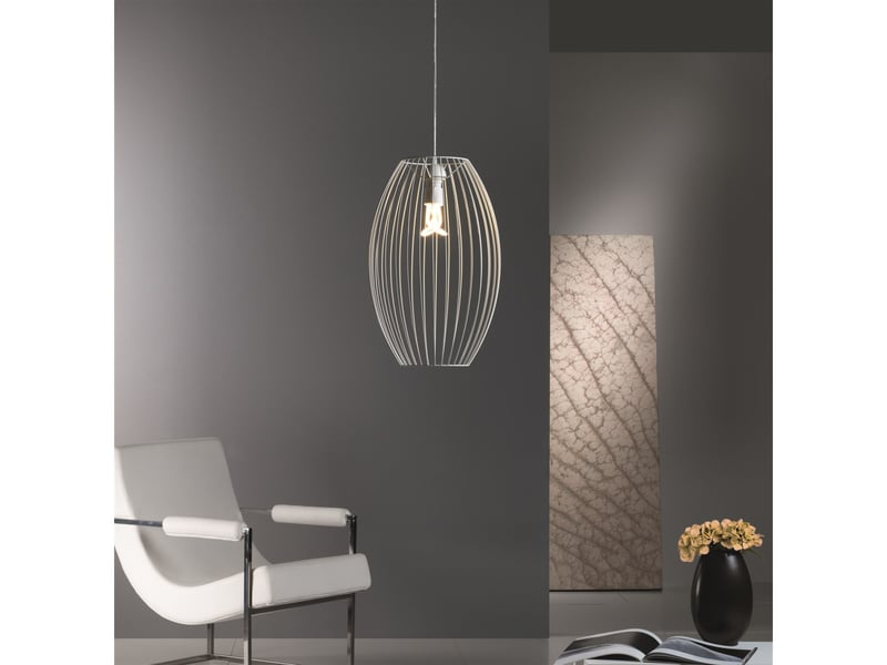  Lampe suspension en métal reyna 55cm blanc  - Conforama C