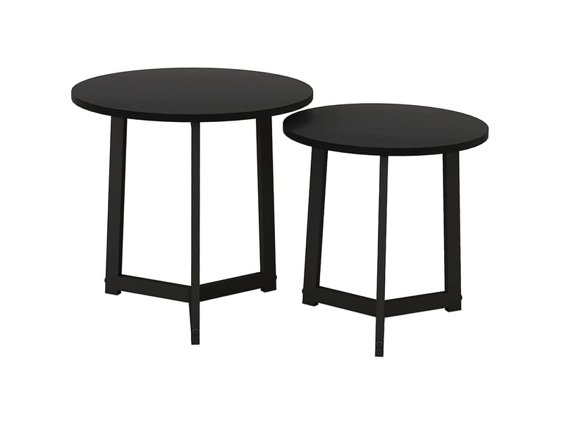  Lot de 2 tables basses rondes gigognes en acier et mdf noir, ø48 et ø40 cm  - Conforama A