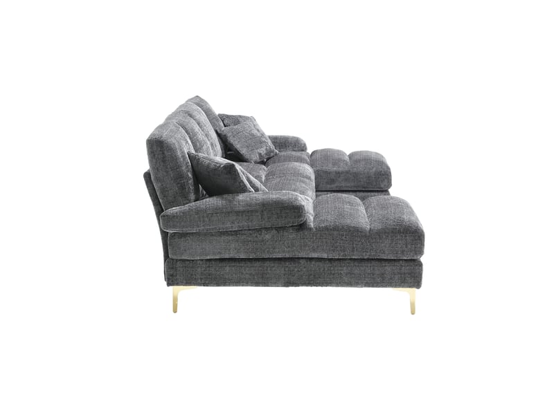  Canapé d'angle, canapé chenille – pour salon, pour appartement, en chenille, forme u  - Conforama B