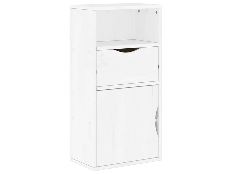  Armoire latérale en bois massif pin avec grand espace de rangement style rustique 40 x 24 x 79 cm en bois blanc 02_0058047  - Conforama A