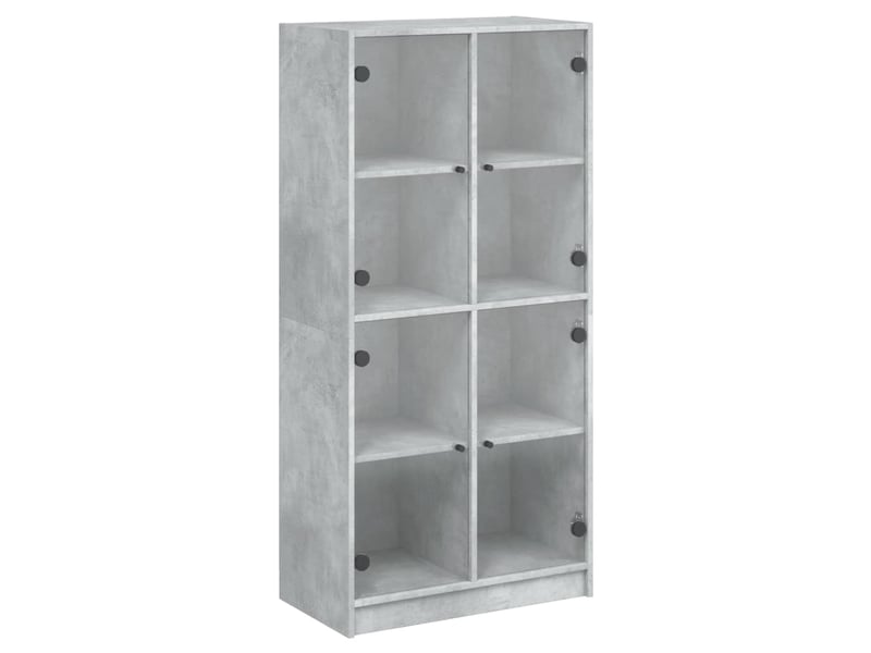  Buffet haut - bahut - meuble de rangement avec portes gris béton 68x37x142 cm bois ingénierie  - Conforama A