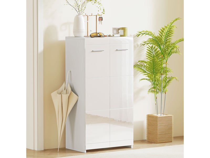 Étagère à chaussures à 5 niveaux réglables et amovibles, en bois, 55 x 36 x 108 cm, blanc brillant - Conforama C