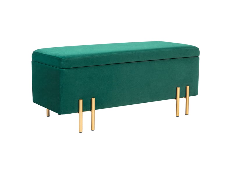  Banc coffre tcqpz rembourré avec rangement 100 x 40 x 42 cm polyester vert  - Conforama A