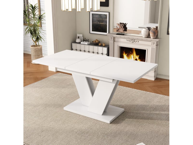 Table à manger extensible blanche 120160 x 80 cm en mdf - Conforama C