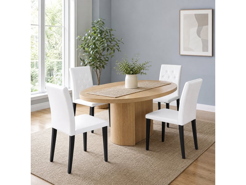  Lot de 4 chaises de salle à manger blanches et noires en polyuréthane  - Conforama E