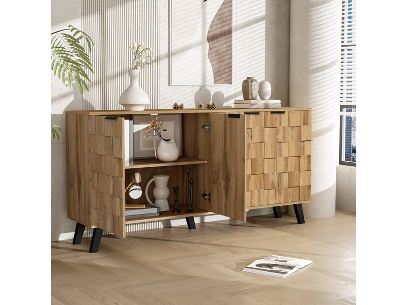  Buffet contemporain 160,5 × 35,5 × 78 cm - 4 portes – séjour, chambre, salle à manger - meuble moderne  - Conforama E