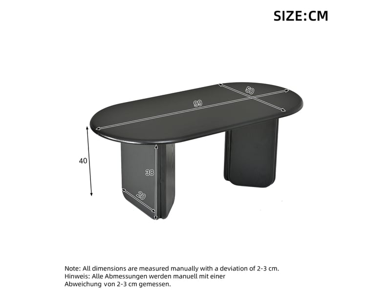  Table basse ovale 99x50x40 cm en mdf – noire – design moderne avec pieds décoratifs  - Conforama C
