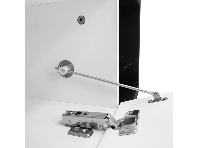  Meuble tv extensible 140-260 cm pivotant effet marbre noir et blanc brillant  - Conforama R