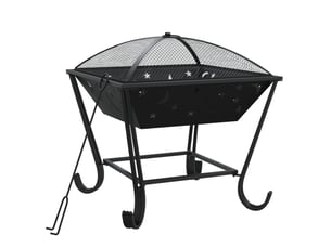 Brasero exterieur, foyer camping avec tisonnier 50 cm xxl acier shl94898