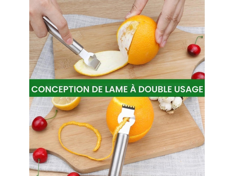  2pcs zesteur de citron et d'agrumes, éplucheur de zeste de citron professionnel couteau canelle tranche de citron en acier inoxydable éplucheur CSTY-0010090TY - Conforama E