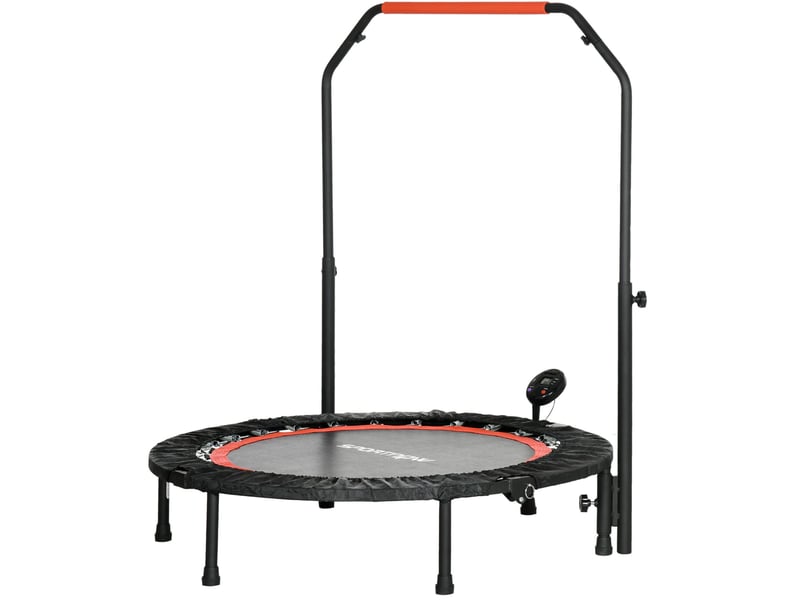Mini-trampoline fitness ø102 cm – noir – poignée réglable, écran lcd et pliage compact pour l'intérieur