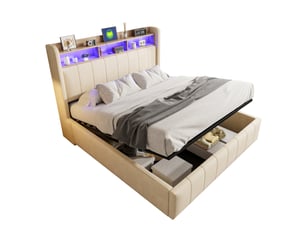 Lit coffre 160x200 cm <strong></strong>  <strong>Radiant Stride</strong> coloris beige