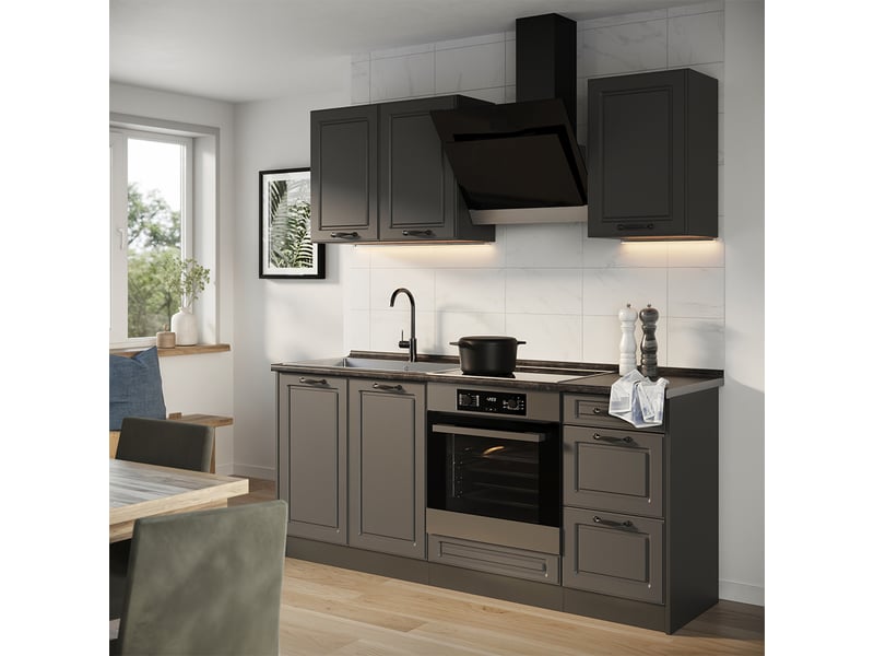 Vicco cuisine, anthracite campagneanthracite, 180cm sans plan de travail - Conforama C