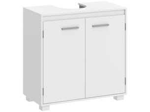 Meuble sous lavabo blanc 60 cm, 2 portes, étagère réglable, 60 x 30 x 60 cm