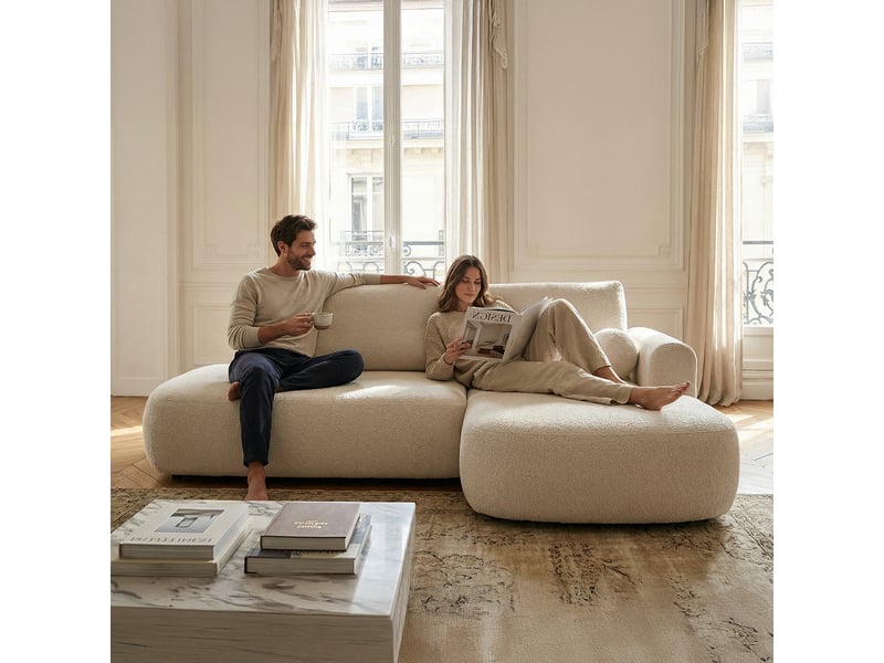 Canapé molino convertible 4 places angle droit beige laine bouclée 3CA61.LO.4AC.D.05 - Conforama B