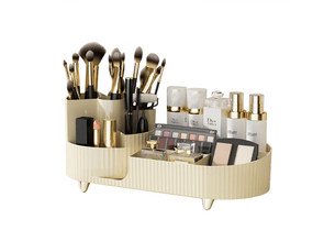 Rangement maquillage et compartiments 2 en 1, 360 degrés organisateur maquillage pour chambre, salle de bain, rangement coiffeuse, rangement parfum