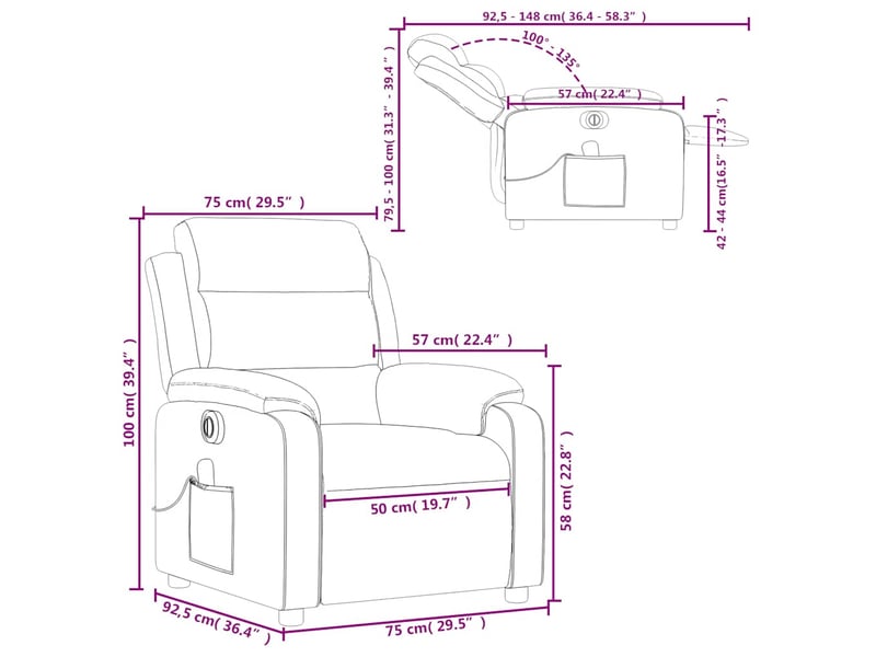  Vidaxl fauteuil inclinable de massage électrique rose velours  - Conforama C