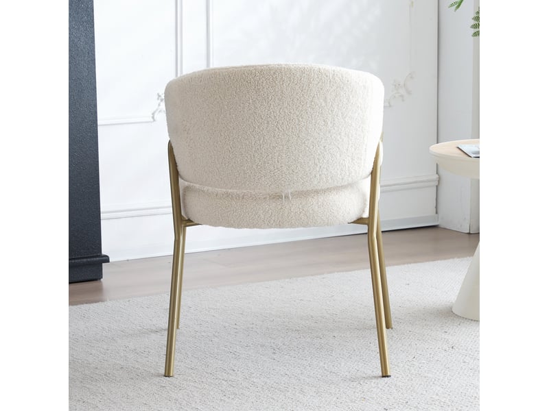  Chaise salle à manger 49x48x78 cm blanc, dossier englobant en métal ajouré, 4 pieds en métal  - Conforama E