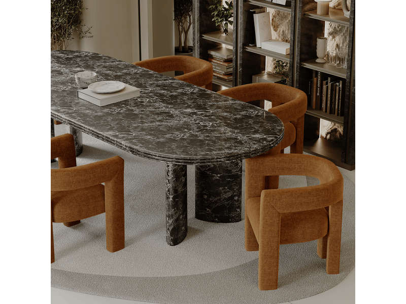 Fauteuil de salle à manger en tissu tramé terracotta celia CELIATTTERRA - Conforama B