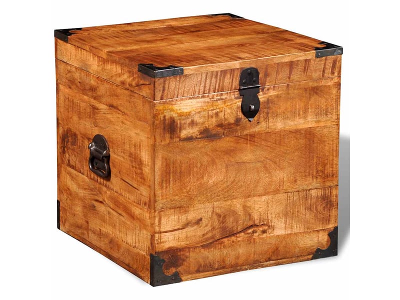  Coffre de rangement, boîte de rangement de rangement cubique bois de manguier brut  - Conforama E