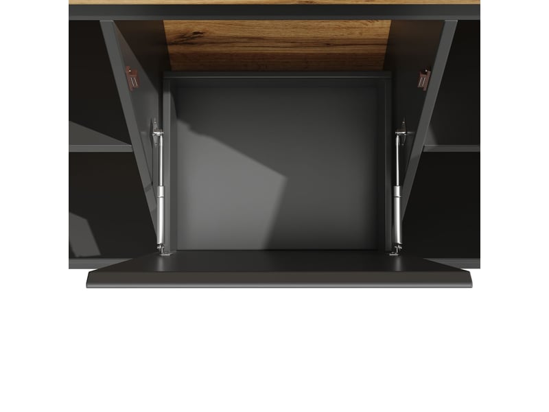 Vitrine salle à manger 120x40x180, portes acryliques buffet cuisine, modèle haut, led intégrées, noir - Conforama D