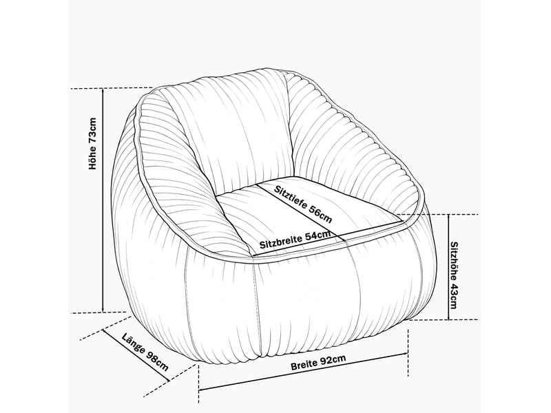  Fauteuil poire modenvie en chenille avec mousse à mémoire de forme 98 x 92 x 73 cm gris foncé  - Conforama C
