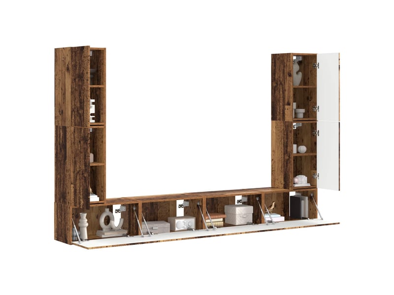  Ensemble meuble tv - banc tv - meuble de rangement 8 pcs bois ancien bois d'ingénierie  - Conforama C