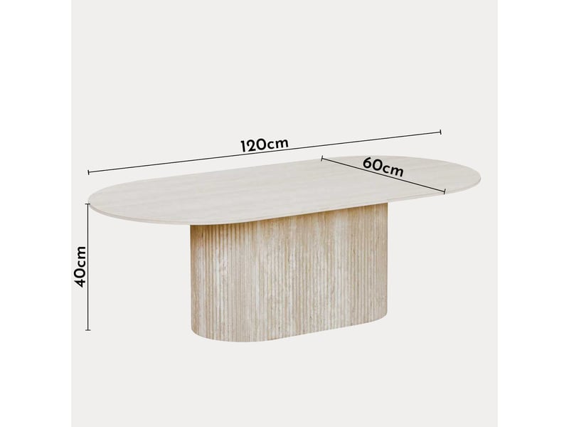  Table basse ovale en céramique beige 120 cm  - Conforama E