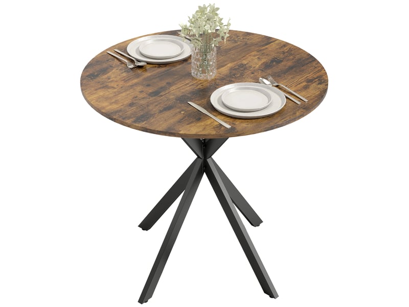  Table à manger ronde 2 personnes piètement acier brun rustique ø 80 x h 75 cm  - Conforama A