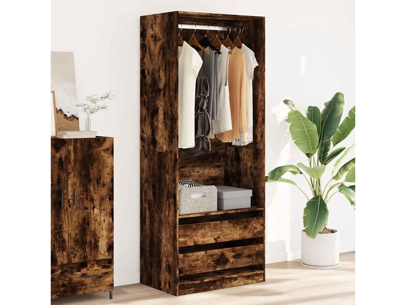  Garde-robe chambre, armoire de rangement chêne fumé 80x50x200 cm bois d'ingénierie shl8558  - Conforama C