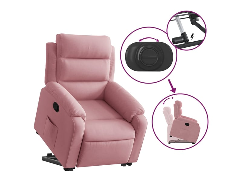 Vidaxl fauteuil inclinable rose velours - Conforama E