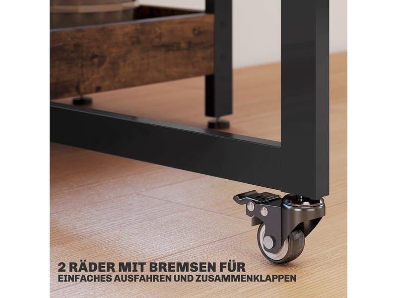 Table de salle à manger pliable 2 à 4 personnes avec 2 niches et roulettes 133,4×80×75 cm marron - Conforama C