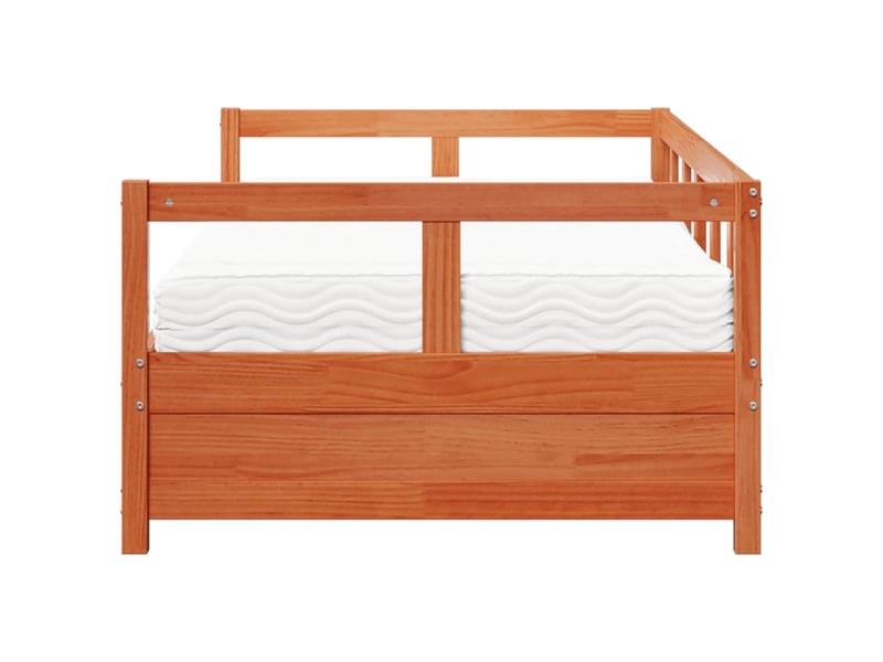  Lit simple- lit adulte -  lit de jour avec matelas  marron 80x200 cm bois pin massif  - Conforama C