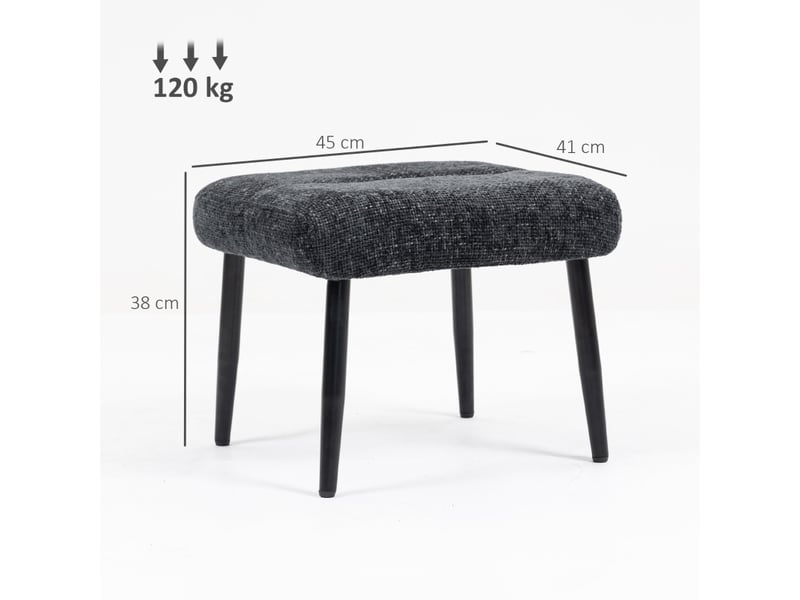  Tabouret avec coussin d'assise moelleux, pieds en acier, repose-pieds en tissu chenille, 45 x 41 x 38 cm, gris foncé 838-598V00CG - Conforama A