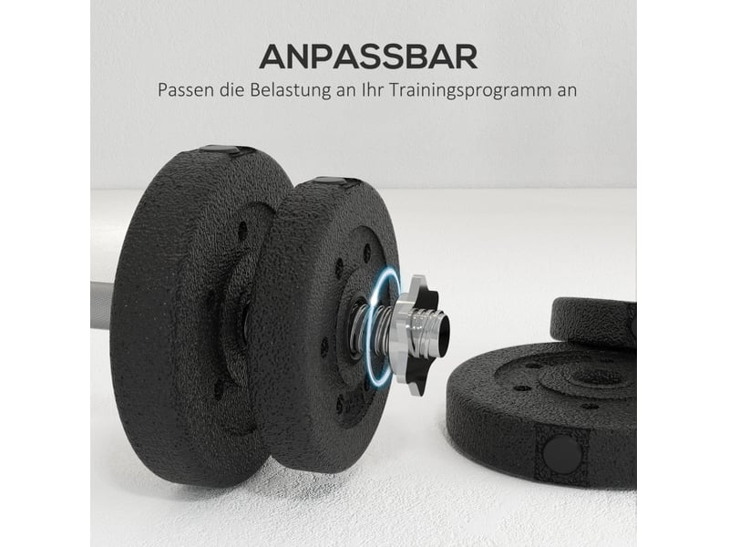  Set d'haltères réglables 25 kg 45x21x21 cm – noir – disques amovibles et poignées antidérapantes pratiques  - Conforama E