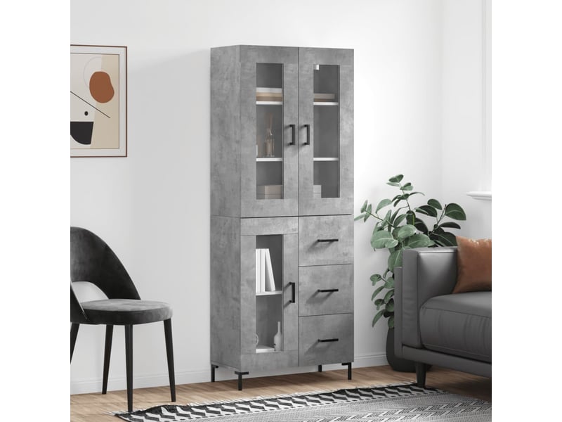  Buffet haut - bahut - meuble de rangement gris béton 69,5x34x180 cm bois d'ingénierie  - Conforama B