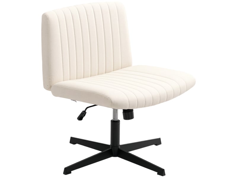  Chaise de bureau blanc crème en lin hauteur réglable pivotante charge max 120 kg style schneidersitz  - Conforama E