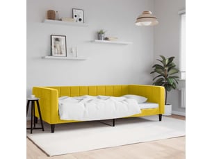 Lit adulte, lit simple, lit de repos sans matelas jaune 100x200cm velours cf19587