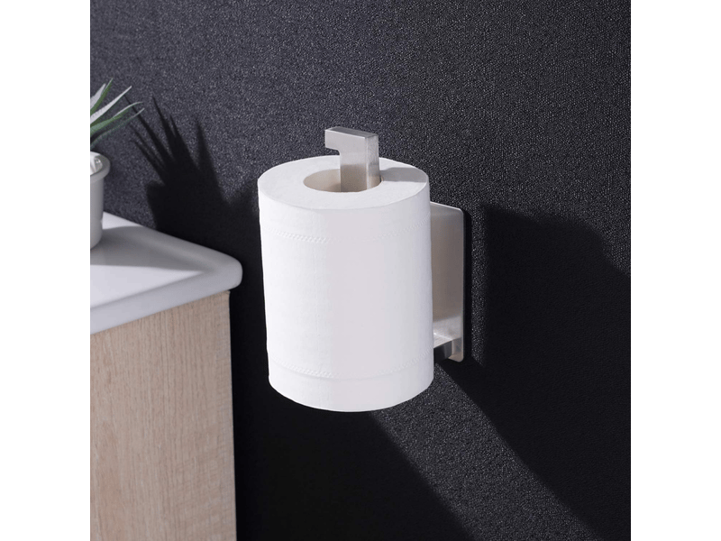  Porte papier toilette support,derouleur papier toilette, acier inoxydable adhésif, pour cuisine salle de bains, argent  - Conforama E