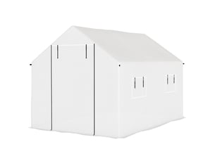 Serre de jardin tunnel 2 x 3m, 6m² avec porte enroulable, 4 fenêtres, - acier galvanisé pe haute densité blanc