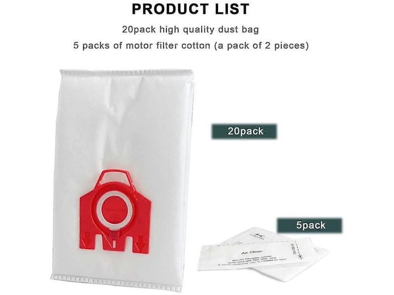  6pack replacement fjm 3d efficiency dust bag for s200,s300,s600,s4 s6 compact c2 c1 series canister vacuum cleaner  - Conforama B