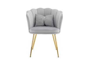 Chaises velours modernes - dossier pétale, pieds dorés en métal, coussin papillon, salon ou chambre